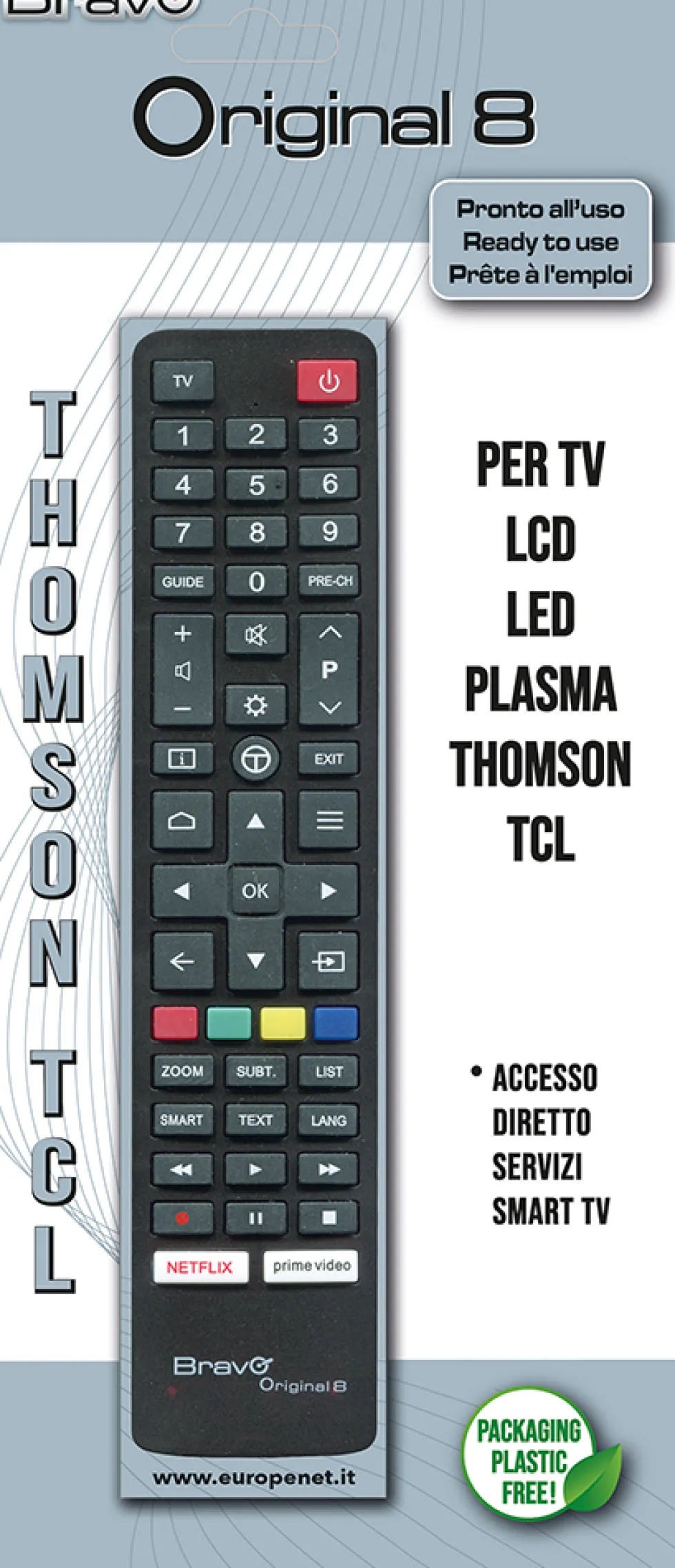 Telecomando universale Bravo Original8 per TV Thomson e TCL