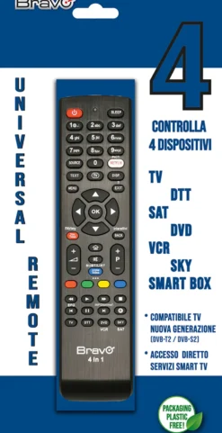 Telecomando universale Bravo 4IN1 per 4 apparecchi e Smart TV