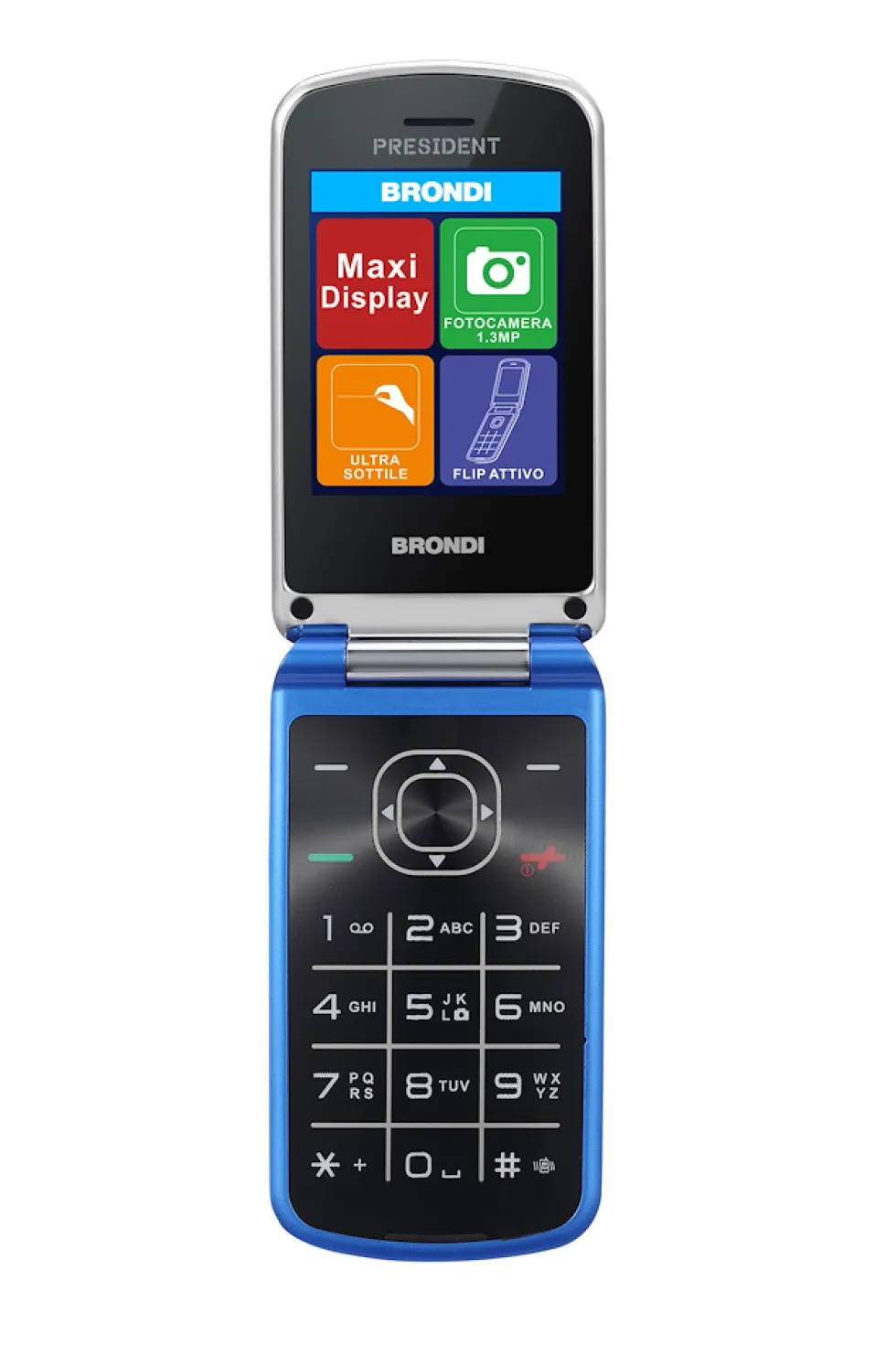 Telefono Brondi PRESIDENTBLUMETAL clamshell Dual SIM Bluetooth