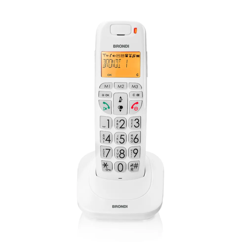 Telefono cordless Brondi Bravobright bianco con vivavoce e display retroilluminato