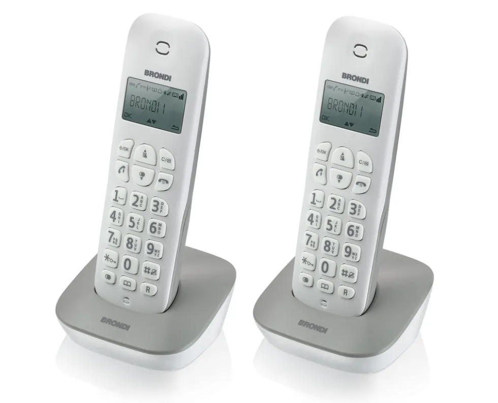 Telefono cordless Brondi Galatwinbiancogrigio con identificazione chiamate