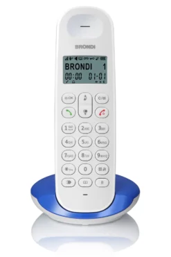 Telefono cordless Brondi Lotus bianco/blu per anziani