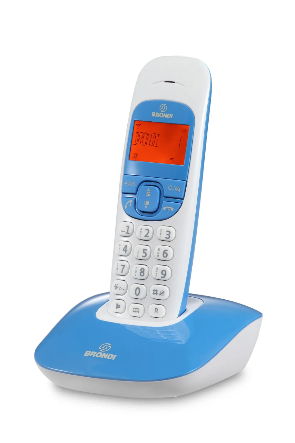 Telefono cordless Brondi Nicebianco/Blu con vivavoce e display LCD
