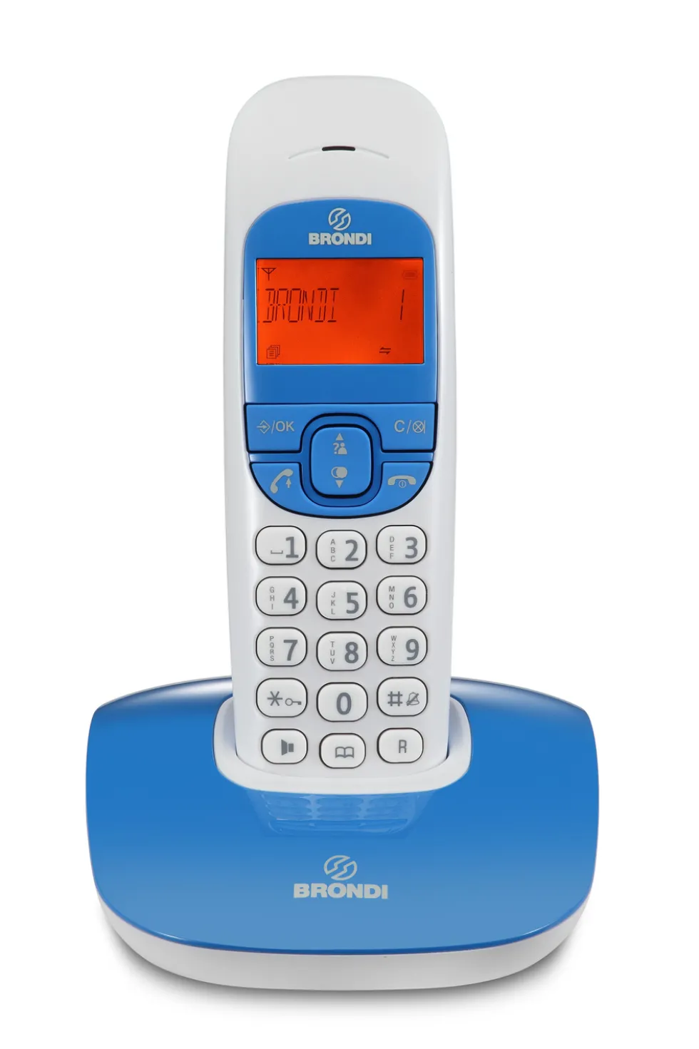 Telefono cordless Brondi Nicebianco/Blu con vivavoce e display LCD