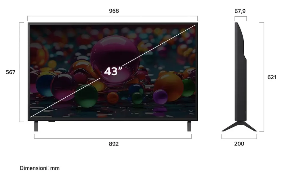 Televisore LED LG 43UA74006LB Smart TV 4K AI