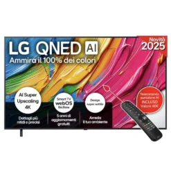 Televisore LG 75QNED80A6A con tecnologia QNED e processore a7 Gen8