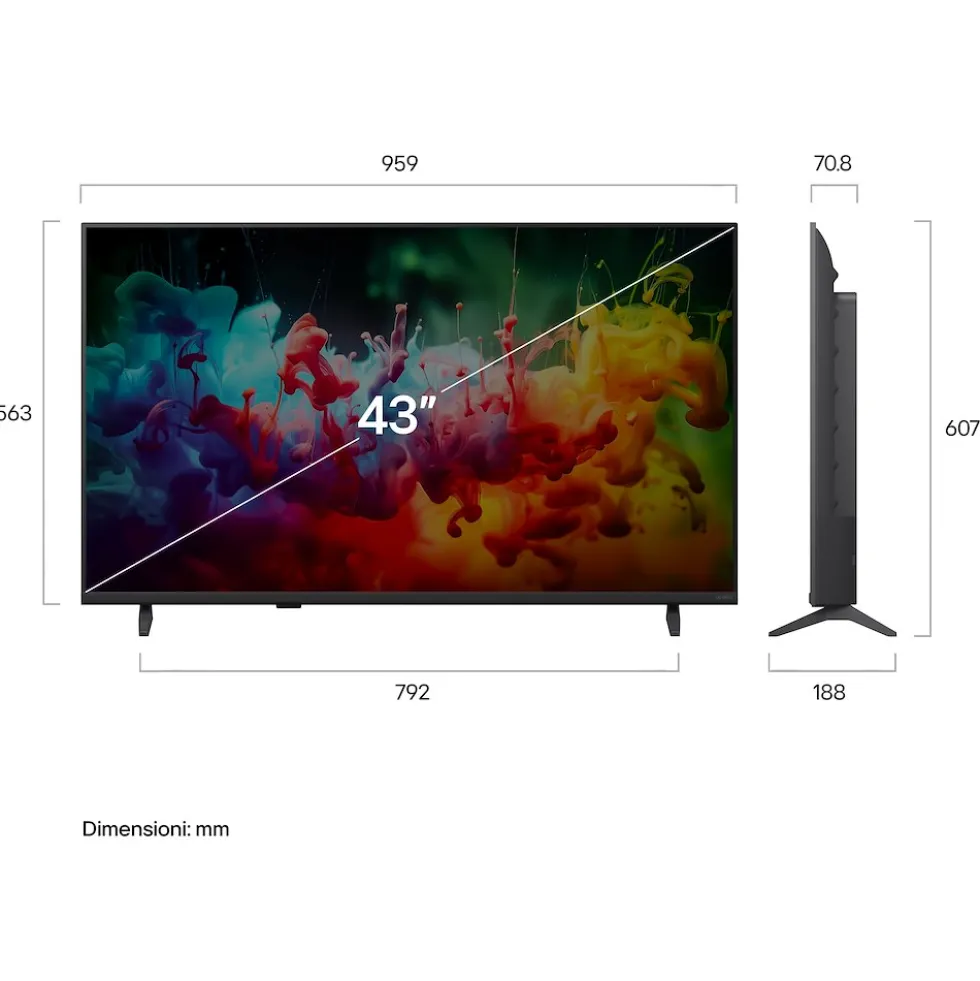 Televisore QNED LG ELECTRONICS 43QNED70B6C.API con Mini LED 4K