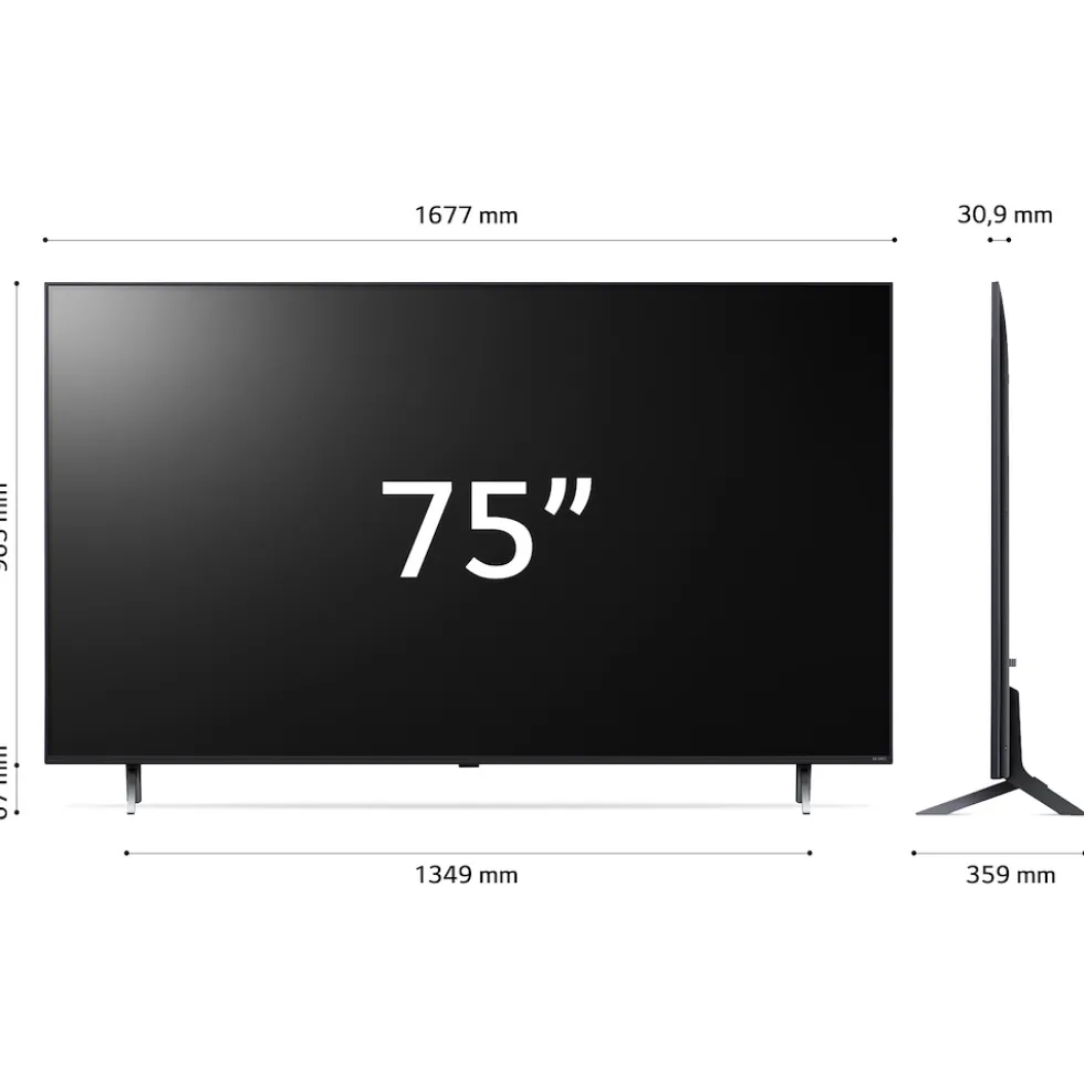 Televisore QNED LG 75QNED80T6A con processore a5 Gen7 e Smart TV WebOS