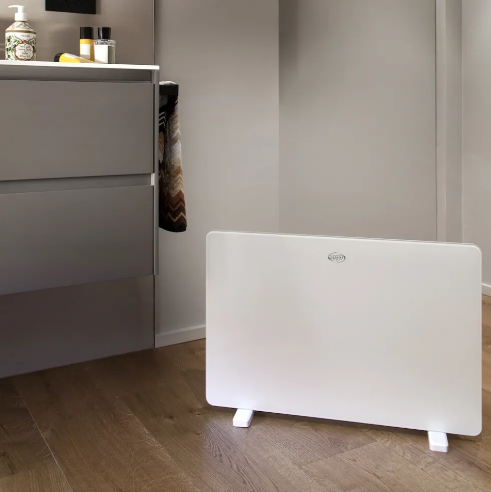 Termoconvettore Argo Fancy 1400W con pannello in vetro bianco e timer digitale