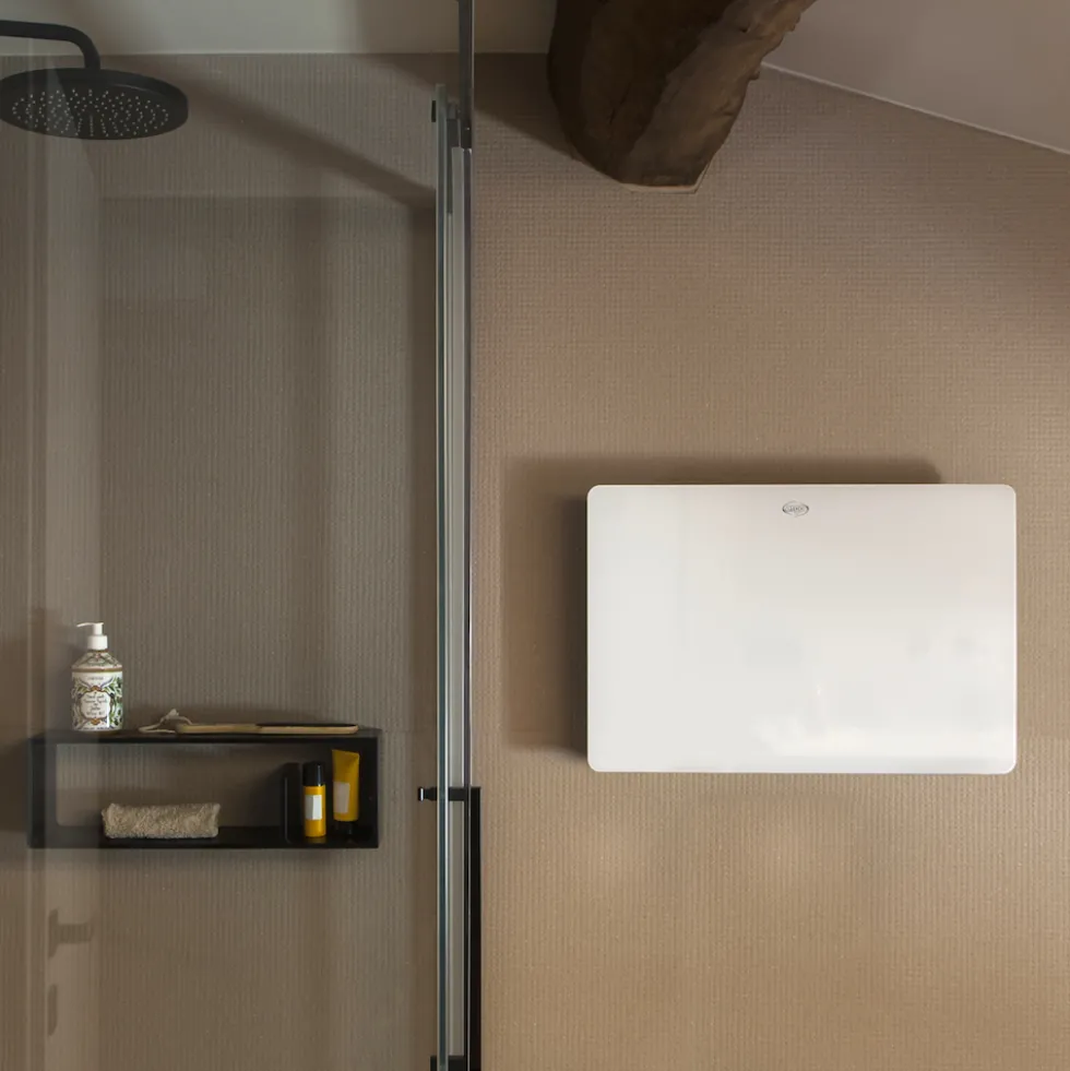 Termoconvettore Argo Fancy 1400W con pannello in vetro bianco e timer digitale