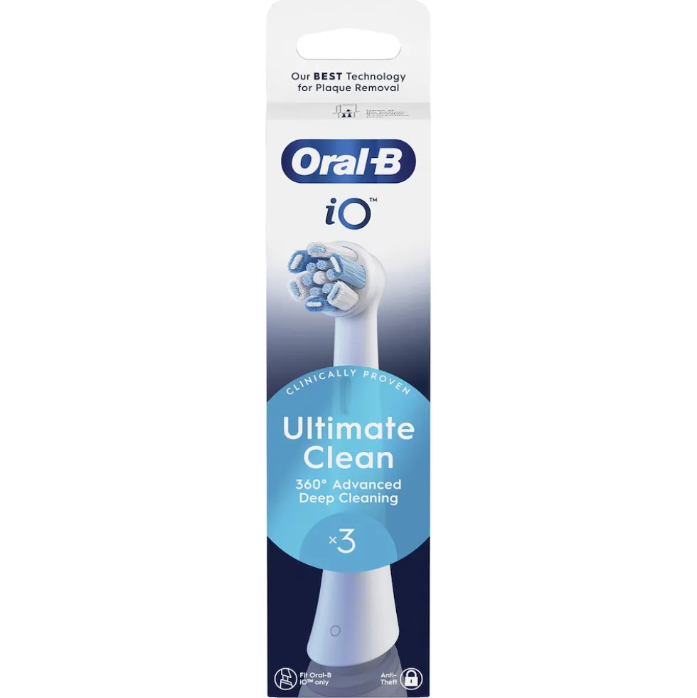 Testine di ricambio Oral-B iO Series Ultimate Clean Bianche, confezione da 3