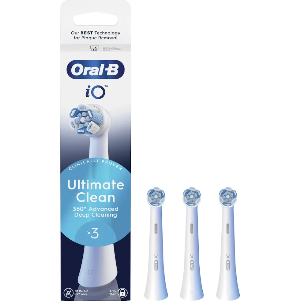 Testine di ricambio Oral-B iO Series Ultimate Clean Bianche, confezione da 3