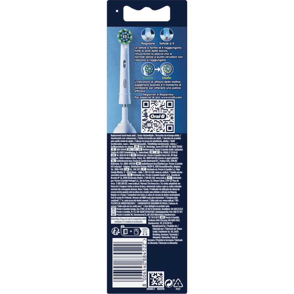 Testine di ricambio Oral-B Pro Cross Action, confezione da 3