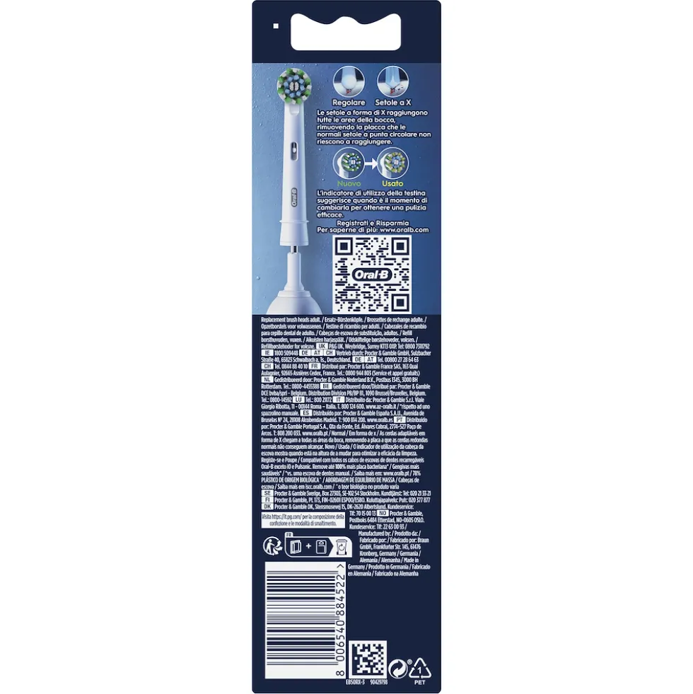 Testine di ricambio Oral-B Pro Cross Action, confezione da 3