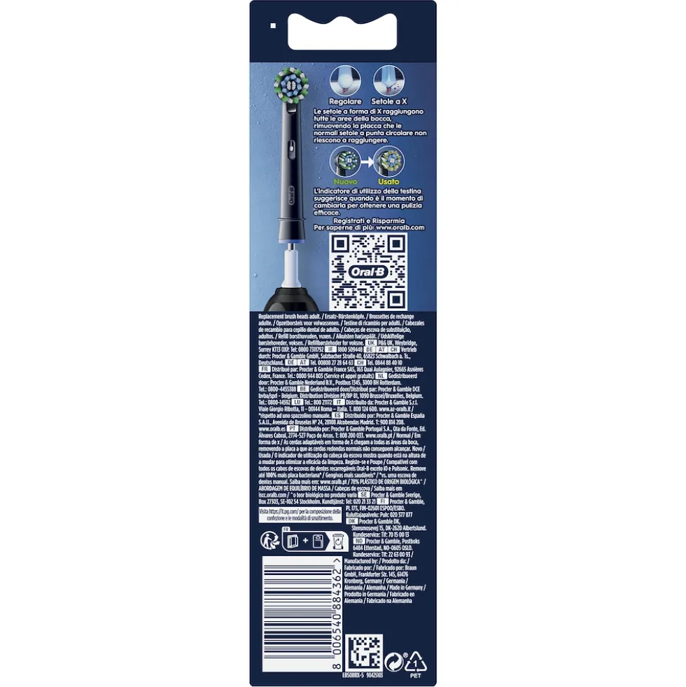 Testine Oral-B Pro Cross Action EB50BRX - Rimuovono il 100% di placca in più