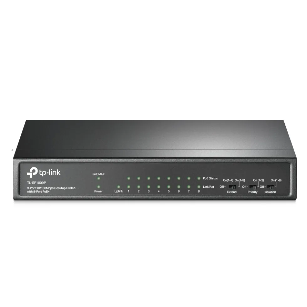 TPLINK HUB SWITCH 9 PORTE CON 8PORTE POE 10/100 TL-SF1009P