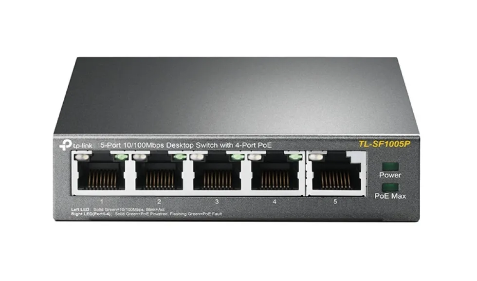 TPLINK HUB SWITCH 5 PORTE GIGABIT 4 PORTE POE 10/100/1000 TL-SG1005P
