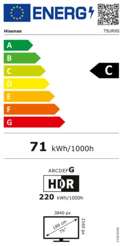 Tv Hisense 20019163 R9 SERIES 75UR9S Charcoal grey