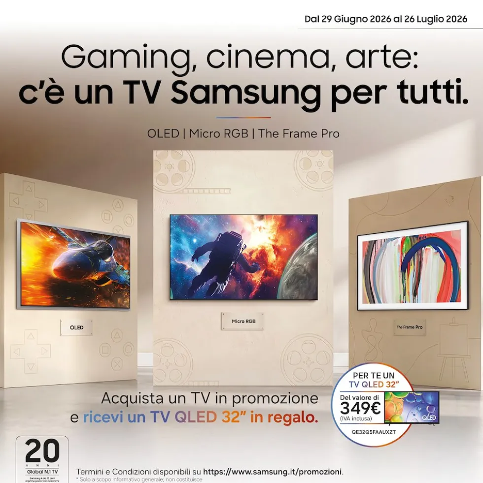 TV OLED Samsung QE55S99HATXZT 55" 4K con processore NQ4 AI Gen3 e 165Hz