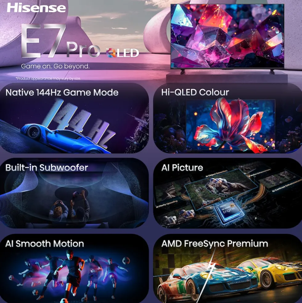 TV QLED Hisense 100E7S PRO 100" 4K 144Hz Dolby Vision IQ