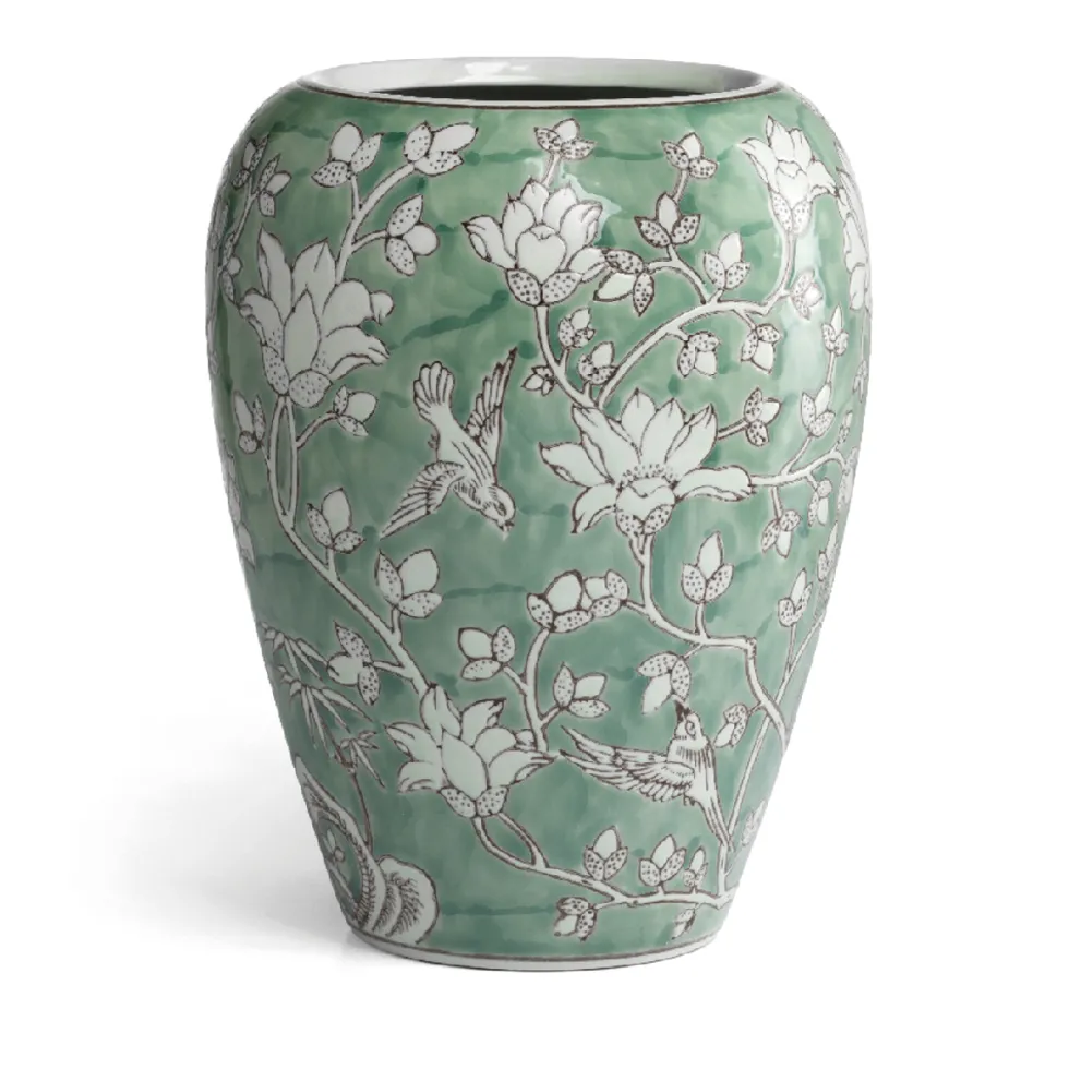 Vaso Con Finitura A Rilievo - Jade