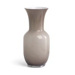 Vaso in vetro sfumato tortora e collo aperto - Ø 16 x h 38 cm - Ninive
