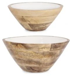 Vaso Yes Everyday 0550911 KNOSSOS set 2 ciotole Bianco e Legno