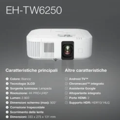 Videoproiettore home cinema Epson EH-TW6250 4K PRO-UHD