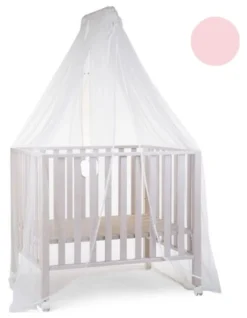 Zanzariera lettino Baby Idea 6020RS con asta Bianco e Rosa